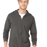 Unisex Sueded Long Sleeve Hooded Full Zip T-Shirt
