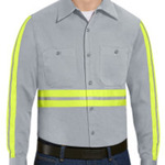 Men's Tall Enhanced Visibility Long Sleeve Cotton Work Shirt